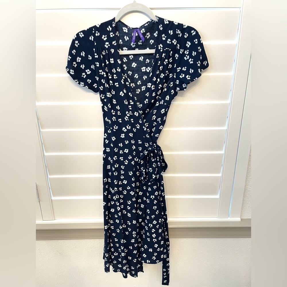 Seraphine Navy Floral Wrap Dress Maternity
